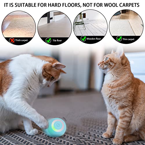 PAKESI Pelota interactiva para juguetes para gatos, bola giratoria automática de 360° con USB recargable para mascotas, pelota de juguete para gatitos y perros