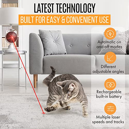 LINDY Interactive Laser Cat Toy | Indoor Cat Toy | Automatic Cat Laser Toy | Automatic Laser Pointer for Cats, Kittens, and Dogs | Cat Toys for Indoor Cats | Rechargeable Built-in Battery
