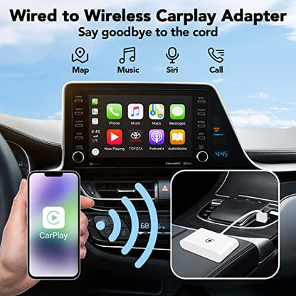 Adaptadorsa inalámbrico, para CarPlay con cable de  Adaptador inalámbrico Apple Carplay Plug & Play con cable a inalámbrico CarPlay Dongle 2023 Actualización baja Adaptador inalámbrico WOLIOS Carplay para CarPlay Apple Carplay