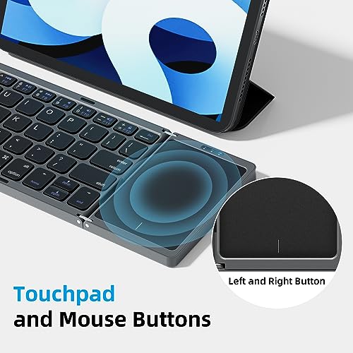 OMOTON Teclado Bluetooth plegable con panel táctil, teclado plegable inalámbrico, multidispositivo y recargable, teclado portátil de viaje para iPad, iPhone, Android, Windows portátil, escritorio, tableta y PC
