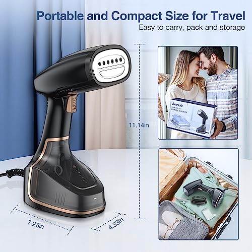 Sundu Steamer for Clothes, 1400W Handheld Garment Steamer, Portable Fabric Wrinkles Remover with Fast Heat-up, Auto-Off, 260ml Water Tank, Fabric Brush, Clothing Steamer Iron for Home