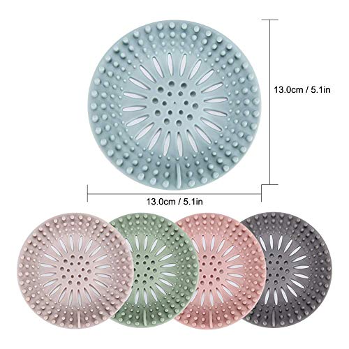 Hair Catcher Durable Silicone Hair Stopper Shower Drain Covers Easy to Install and Clean Suit for Bathroom Bathtub and Kitchen, Pack of 5