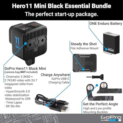GoPro HERO11 Black Mini – Embalaje para comercio electrónico – Cámara de acción resistente al agua con vídeo Ultra HD 5.3K60, fotos de 27 MP, sensor de imagen de 1/1,9", transmisión en vivo, cámara web, estabilización