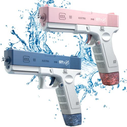 JoyPlanet Pistolas de agua eléctricas, pistolas de agua automáticas con 35 pies de largo alcance, juguetes de alta presión para verano, piscina, fiesta, playa, regalos al aire libre para adultos, niños y niñas (rosa)
