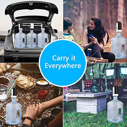 JOYHILL Dispensador de botella de agua de 5 galones, bomba de botella de agua con carga USB, bomba dispensadora de agua portátil para acampar (negro)