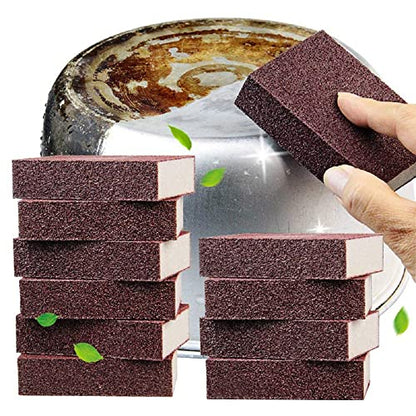 Qovydx 10 esponjas de carborundo nanoesponjas de esmeril, cepillo para limpiar ollas, borrador de óxido, estropajos de grano, almohadillas de limpieza para ollas con carborundo para una limpieza rápida