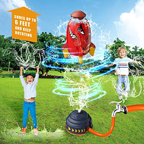 TANSAR Lanzador de cohetes aspersor, juguetes acuáticos al aire libre para niños, regalo de vacaciones y cumpleaños, para niñas y niños de 3, 4, 5, 6, 7, 8 años, ideas de regalos, rojo