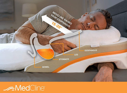 PRODUCTO 235 MedCline Sistema de almohada corporal y cuña para cama para aliviar el reflujo ácido y la ERGE, grado médico y resultados clínicamente probados, funda extraíble, tamaño grande (para 6'0" o más alto)